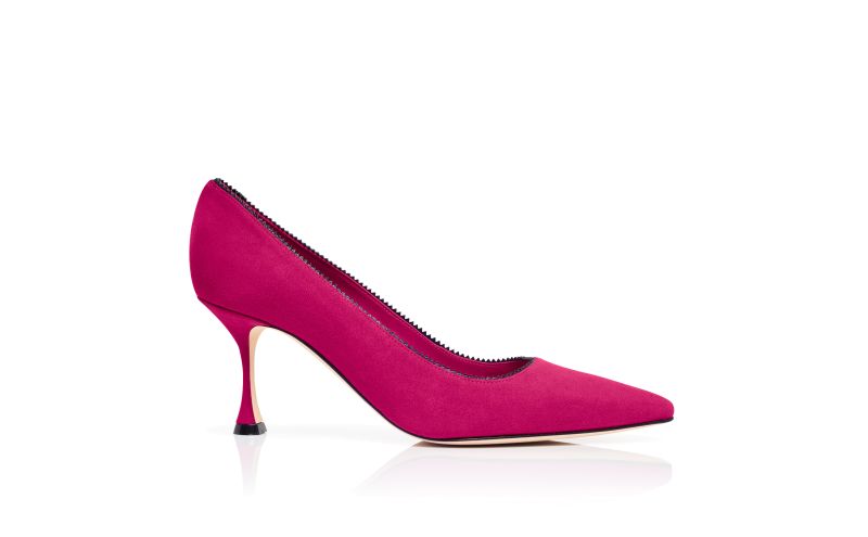 Side view of Osmaclo, Pink Suede Pinking Detail Pumps - US$925.00