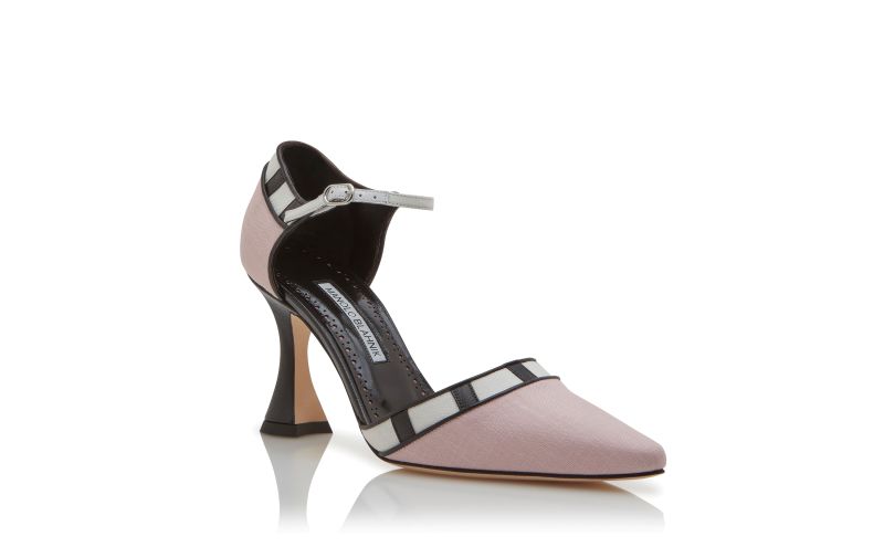 Douka, Pink, Black and Cream Linen Pointed Toe Pumps - CA$1,535.00