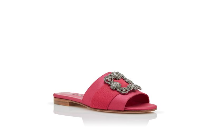 Martamod, Pink Satin Jewel Buckled Flat Sandals
 - US$1,175.00