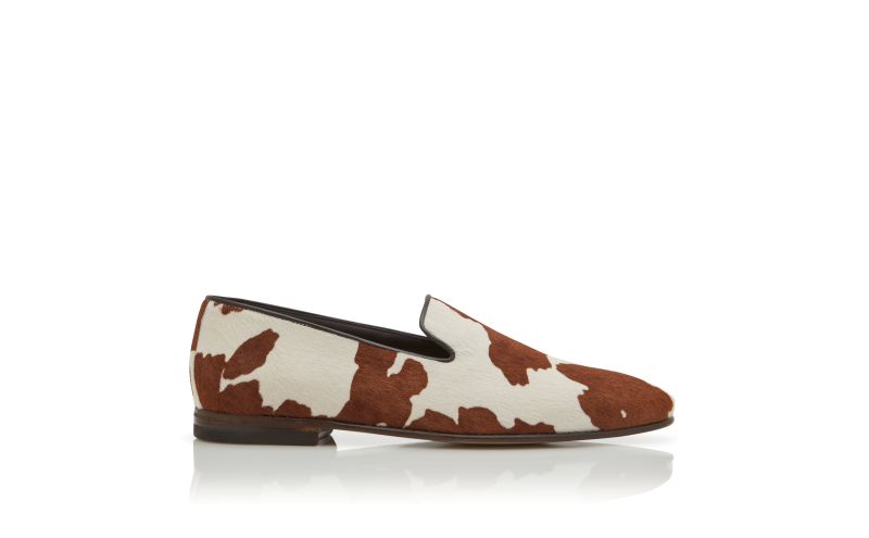 Side view of Mario, Cow Print Calf Hair Loafers  - US$995.00