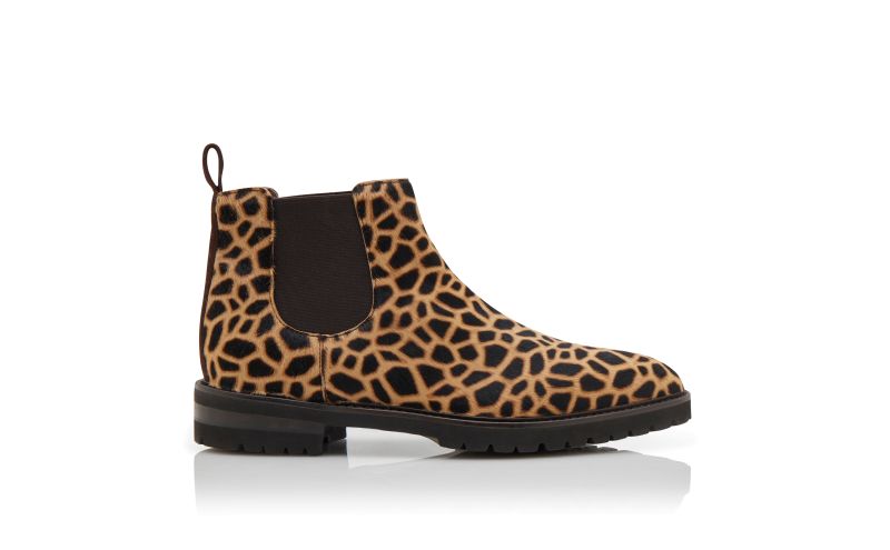 Side view of Brompton, Brown Calf Hair Animal Print Ankle Boots  - £463.00