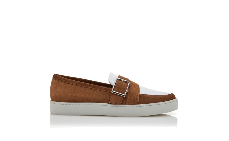 Side view of Oliver, Brown and White Suede Slip-On Loafers  - AU$1,305.00