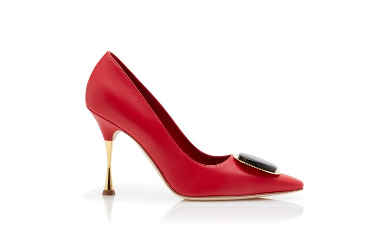 Side view of Chiaran, Red Nappa Leather Pointed Toe Pumps - US$1,085.00