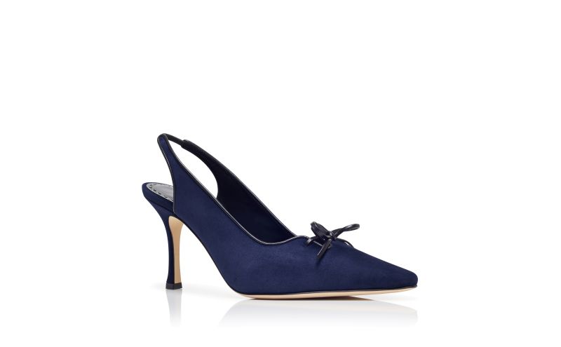 Farid, Navy Blue Suede Slingback Pumps - US$1,025.00