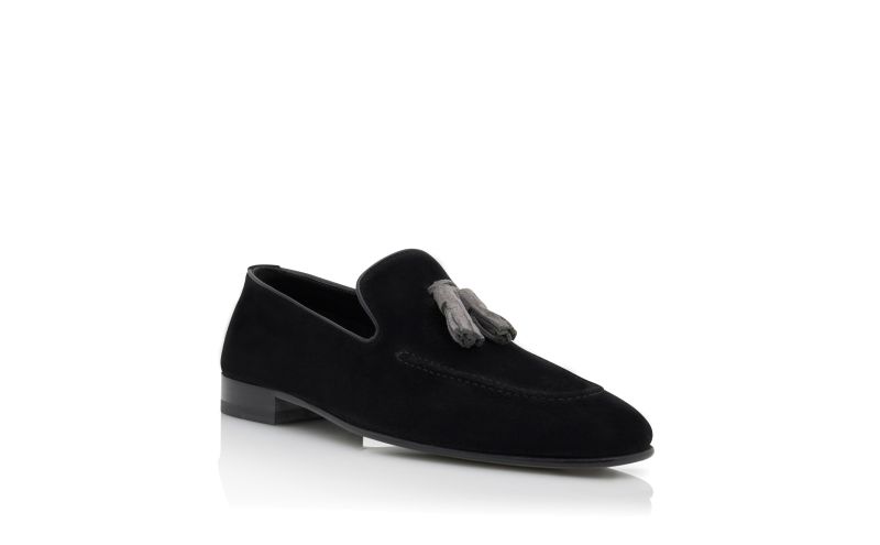 Chester, Black Suede Tassel Detail Loafers - £725.00