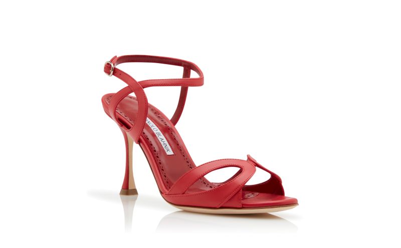 Elfajrsan, Red Calf Leather Ankle Strap Sandals - US$1,145.00