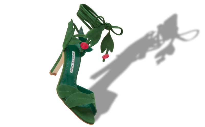 Ossie 23, Green Suede Lace-Up Sandals - AU$2,005.00 