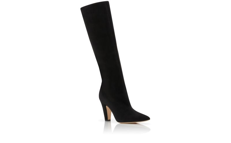 Lina, Black Suede Knee High Boots - £1,295.00