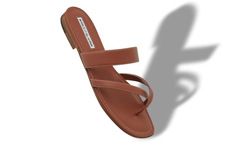 Susacru, Brown Calf Leather Crossover Flat Sandals - AU$1,205.00 