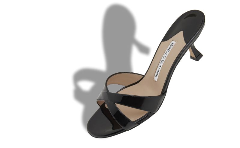 Callamu, Black Patent Leather Open Toe Mules - CA$1,035.00