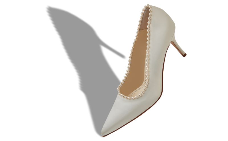 Kifat, Light Cream Satin Pearl Detail Pumps - £1,065.00