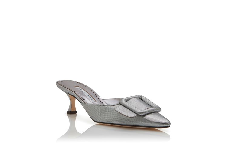 Maysale, Graphite Cotton Buckle Detail Mules  - £695.00