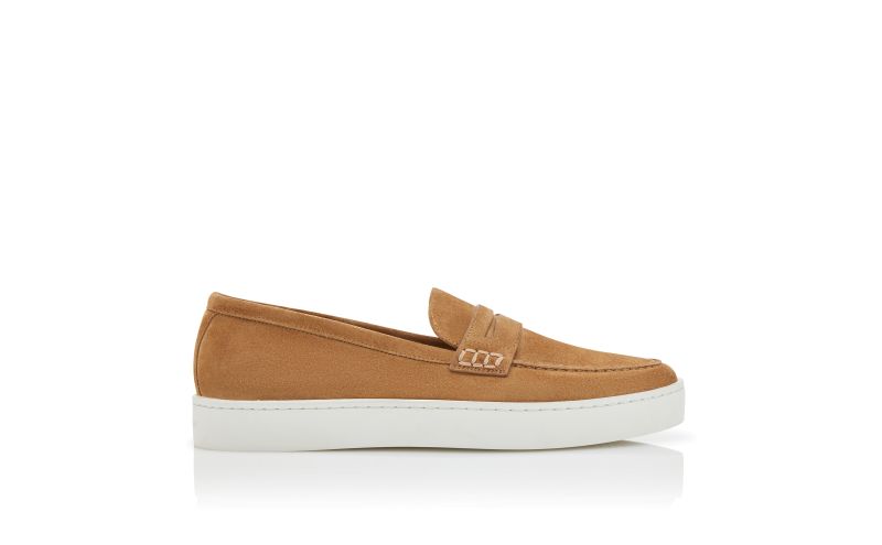 Side view of Ellis, Brown Suede Slip-On Loafers - £288.00