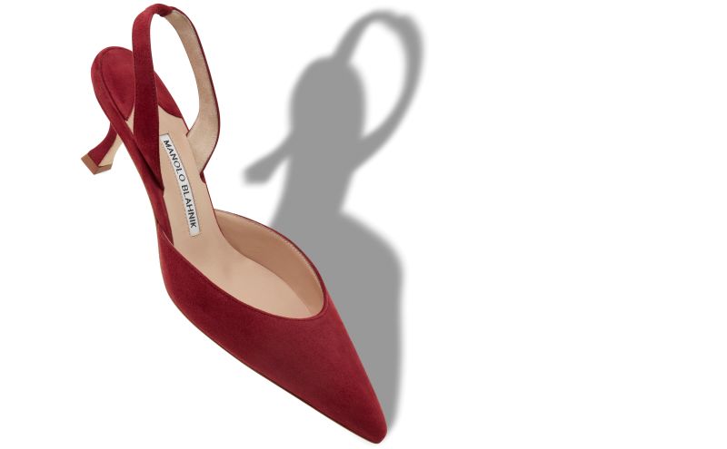 Carolyne, Dark Red Suede Slingback Pumps - US$398.00 