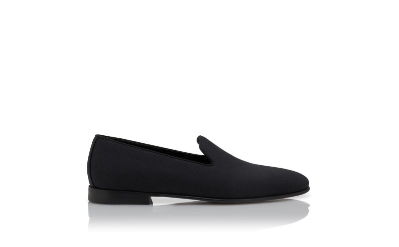 Side view of Mario, Black Cotton Loafers - £298.00