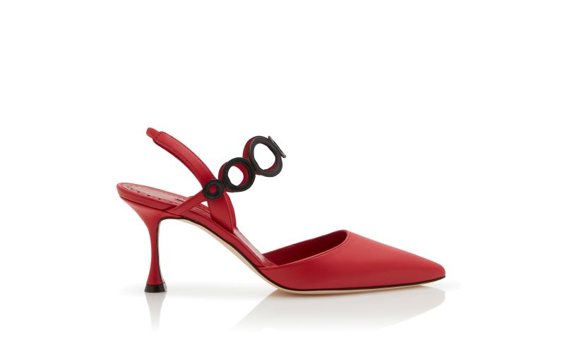 Side view of Sidi, Red Nappa Leather Slingback Pumps - US$1,135.00