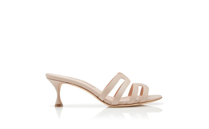 Side view of Ahwak, Light Beige Calf Leather Mules - £745.00