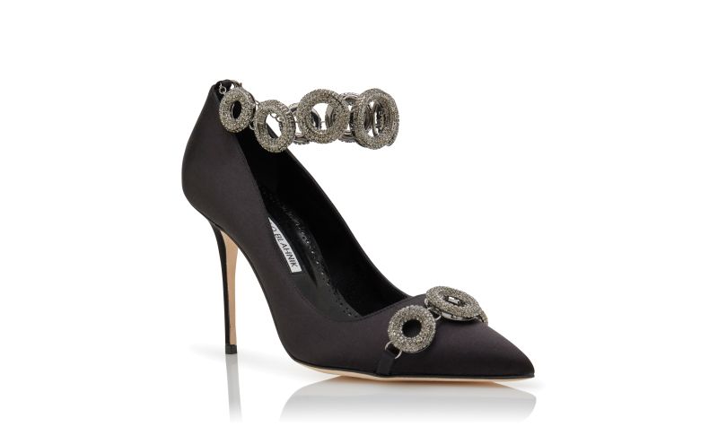 Istera, Black Satin Embellished Pumps - £1,197.00