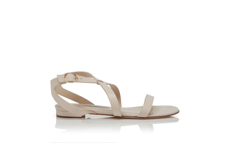 Side view of Magalou, Cream Calf Leather Sandals  - €388.00