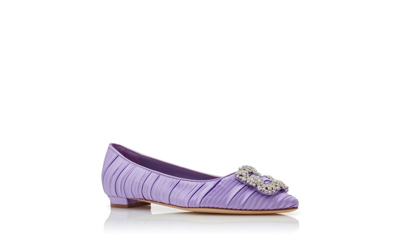 Hangisiflat, Purple Satin Jewel Buckle Flat Pumps - US$1,235.00