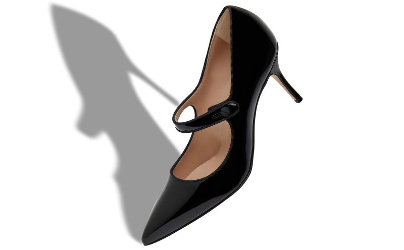 Camparinew 70, Black Patent Leather Pointed Toe Pumps - £645.00