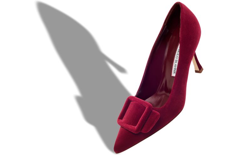 Maysalepump 90, Red Velvet Buckle Detail Pumps - US$895.00