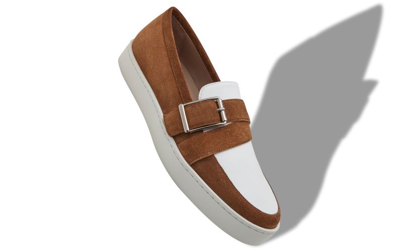 Oliver, Brown and White Suede Slip-On Loafers  - US$825.00 