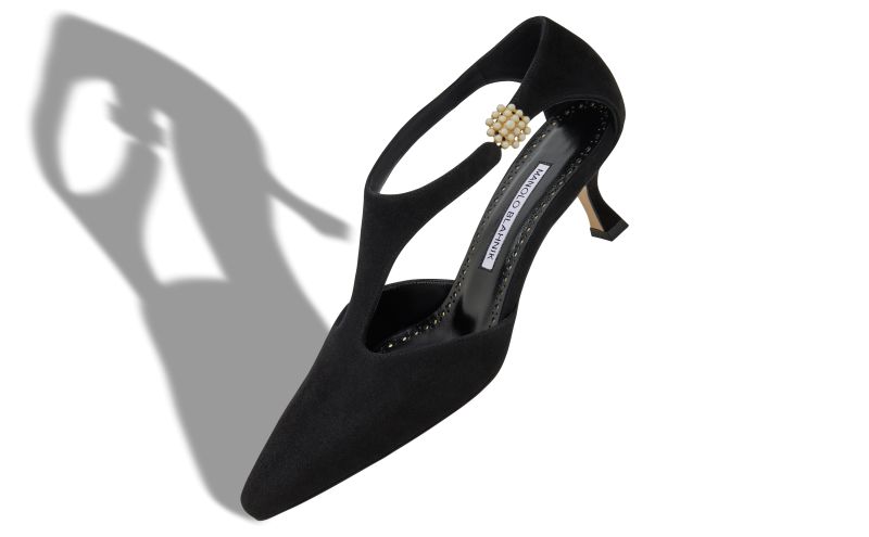 Shufta, Black Suede Pearl Detail Pumps - £875.00