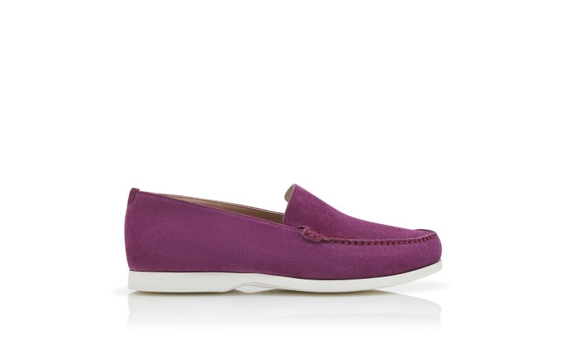 Side view of Monaco, Purple Suede Boat Shoes - £298.00