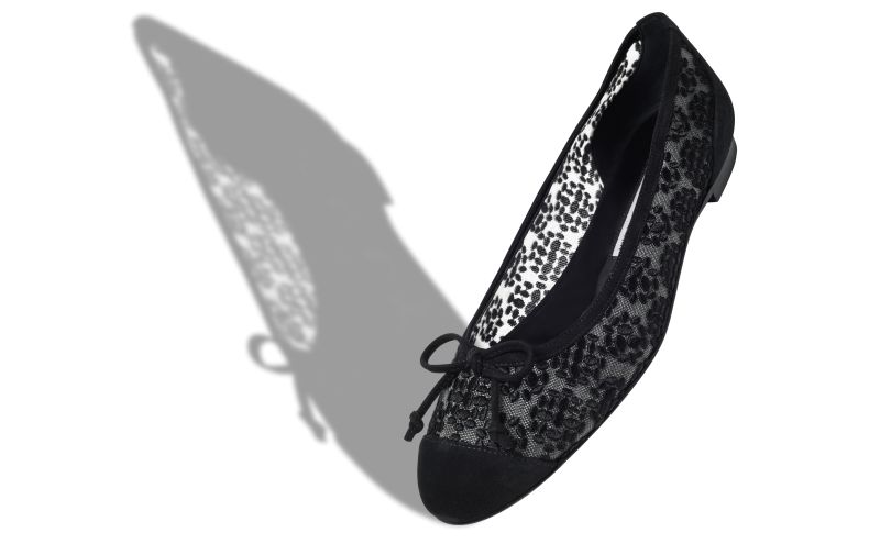 Capbal, Black Lace Ballerina Flats - US$875.00