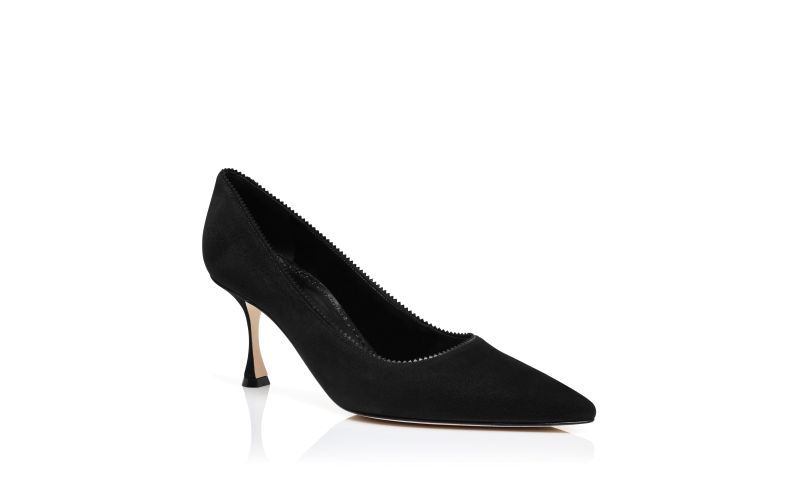 Osmaclo, Black Suede Pinking Detail Pumps - US$463.00