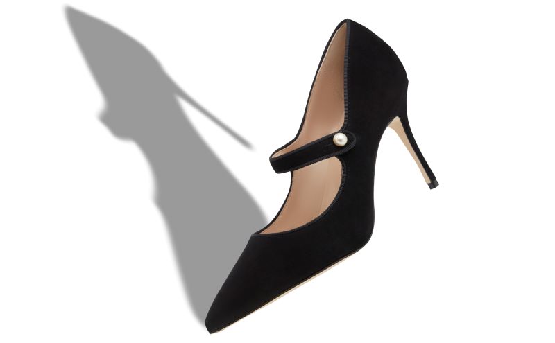 Camparipearl, Black Suede Mary Jane Pumps
 - US$915.00