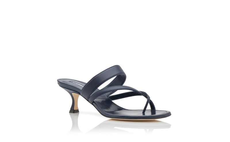 Susa, Navy Blue Nappa Leather Mules - £675.00