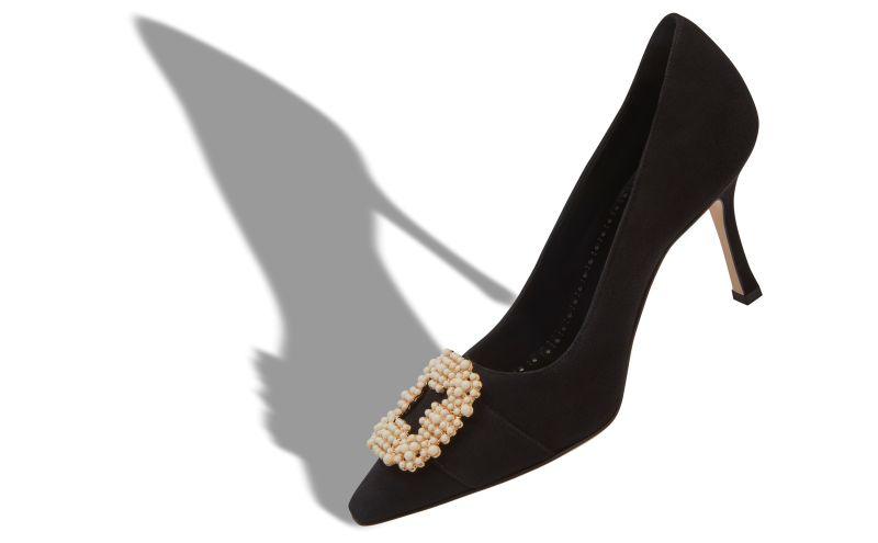 Giboa, Black Suede Pearl Buckle Pumps - £1,125.00