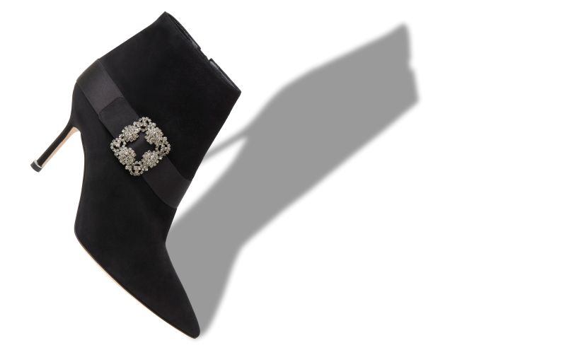 Plinianu, Black Suede Jewel Buckle Ankle Boots  - CA$1,875.00 