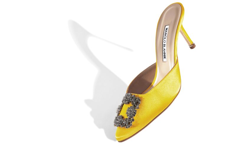 Hangisimu, Yellow Satin Jewel Buckle Mules - CA$1,615.00