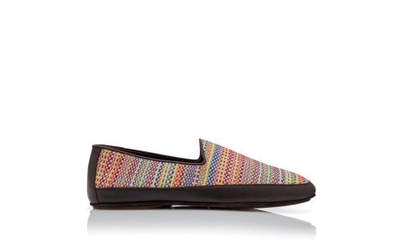 Side view of Antinous, Multicoloured Cotton Embroidered Slippers - US$348.00