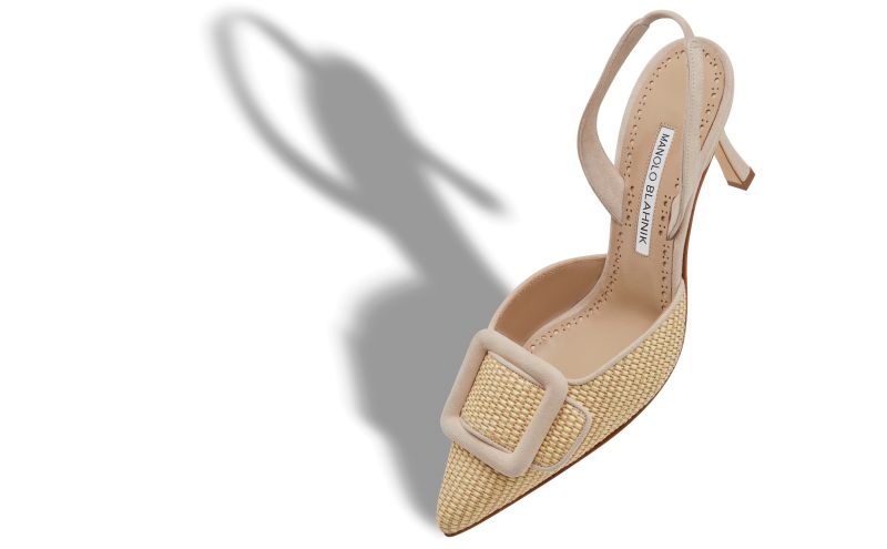 Mayslibi, Beige Raffia Buckle Detail Slingback Pumps - £765.00