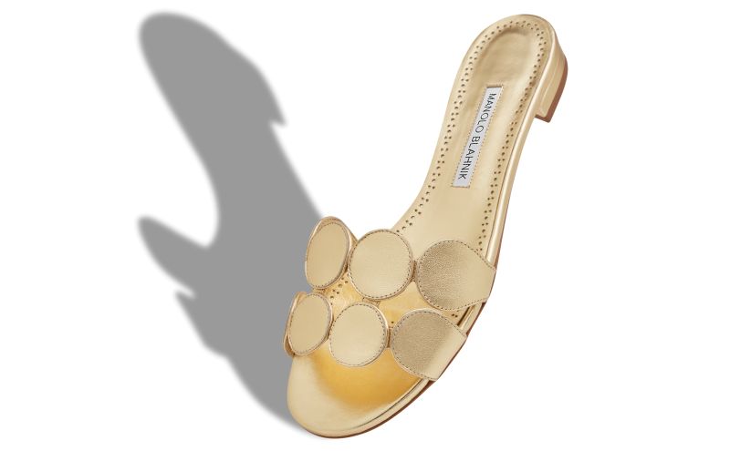 Haribalmuflat, Gold Nappa Leather Flat Sandals - US$875.00