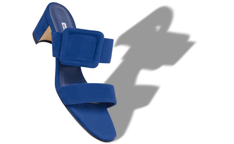 Titubanew, Blue Suede Mules - US$925.00 