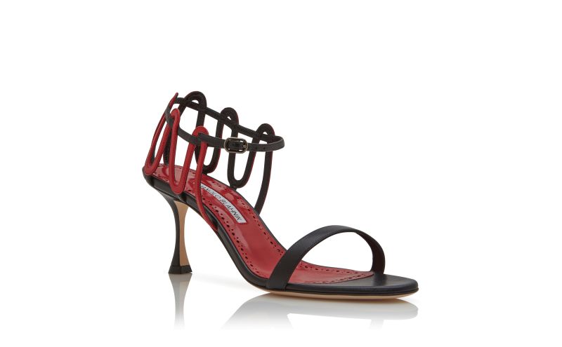 Chafarsan, Black and Red Nappa Leather Strappy Sandals  - CA$1,495.00