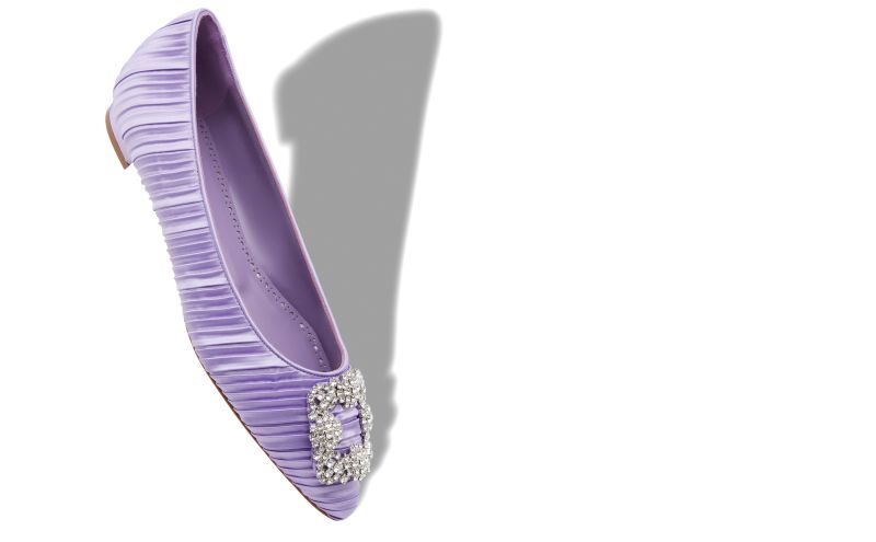 Hangisiflat, Purple Satin Jewel Buckle Flat Pumps - £975.00 