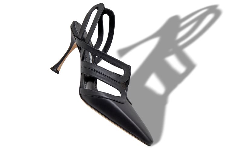 Achikata, Black Calf Leather Slingback Pumps - US$1,235.00 