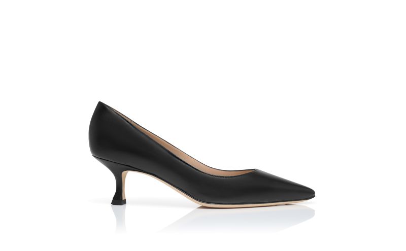 Side view of Srila, Black Nappa Leather Pointed Toe Pumps - US$845.00