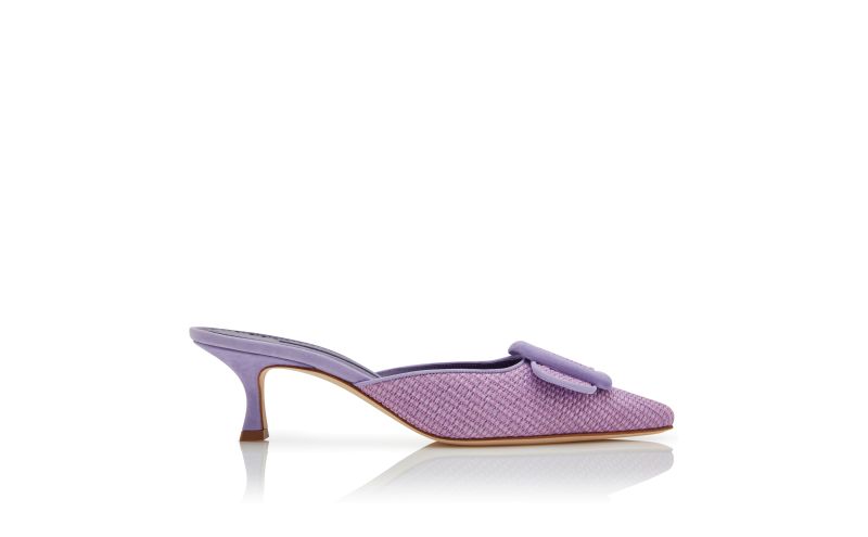 Side view of Maysalebi, Purple Raffia Buckle Detail Mules - €795.00