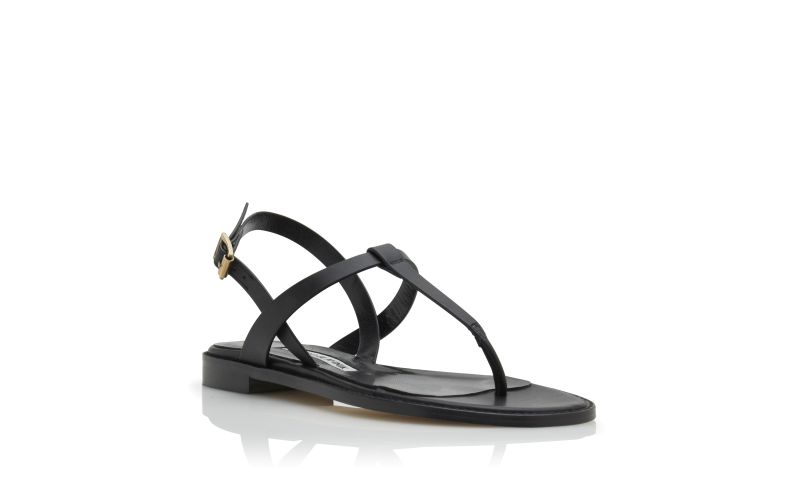 Hata, Black Calf Leather Flat Sandals - US$745.00
