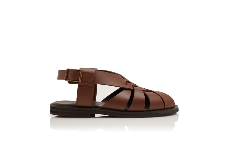 Side view of Zale, Dark Brown Calf Leather Sandals - US$995.00