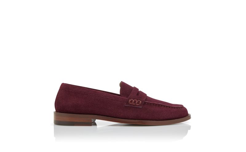 Side view of Perry, Dark Purple Suede Penny Loafers  - £363.00