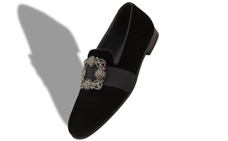 Carlton, Black Velvet Jewel Buckle Loafers - £1,065.00