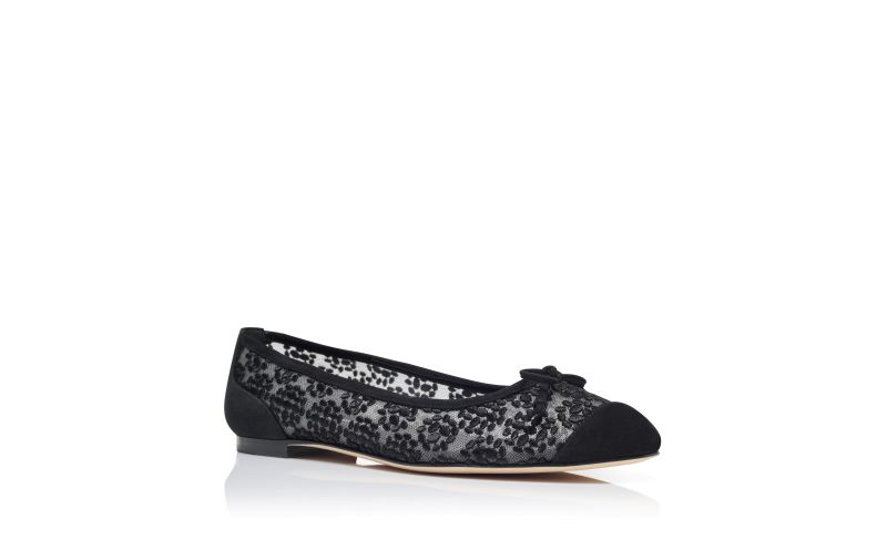 Capbal, Black Lace Ballerina Flats - US$875.00